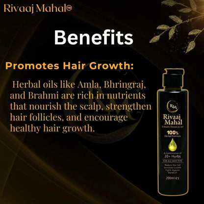 Rivaaj Mahal Hair Oil – Advanced Herbal Treatment for Hair Fall Control and Thick, Healthy Growth